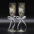 Gift set wedding wine glasses, 2 PCs, white roses, 22.5 cm