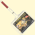 Grill-Gitter aus Edelstahl mit Holzgriff, 1 kg, 41 x 31 x 6 cm