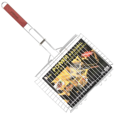 Решетка-Гриль из нержавеющей стали с деревянной ручкой, 0,8 кг, 24 x 33 x 5 см