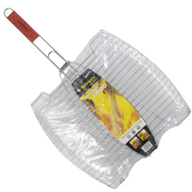 Решетка для рыбы гриль тройная с деревянной ручкой, 0,7 кг, 30 x 40 x 2 см