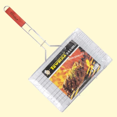 Решетка-Гриль из нержавеющей стали с деревянной ручкой, 0,4 кг, 34 x 21 x 1,5 см