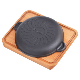 Сковорода из чугуна с деревянной подставкой "Brizoll" H1625-D, 16 х 2,5 см