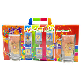 Подарочный набор  "Герб России" 2 пивные гружки по 0, 33 мл + 6 стопок по 50 мл