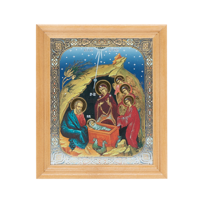 Икона "Рождество Христово" деревянная рама, под стеклом, 13 x 15 см