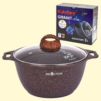 Кастрюля со стеклянной крышкой "Granit Ultra Induction" 3 л