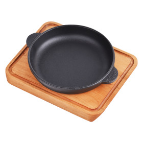 Сковорода из чугуна с деревянной подставкой "Brizoll" H1825-D, 18 х 2,5 см