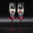 Gift set wedding wine glasses, 2 PCs, red, 22.5 cm