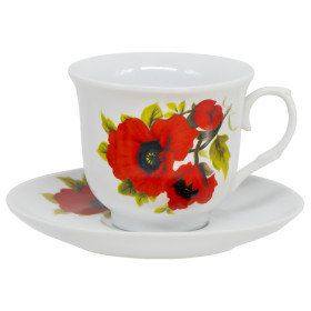 Чайный сервиз "Маки" 12 частей (6 чашек+6 блюдец)