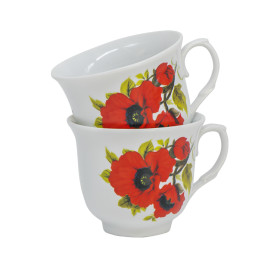 Чайный сервиз "Маки" 12 частей (6 чашек+6 блюдец)