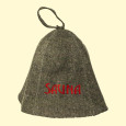 Filzkappe "SAUNA  " für Sauna (Grau/rote Schrift), H 26 cm