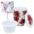 Tasse mit Deckel und Sieb "Mohnblumen" 0,4 L