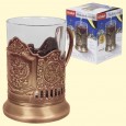 Teeglashalter in Bronze Wappen Russlands mit Teeglas 200 ml