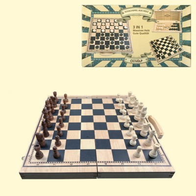 Набор 3 в 1 (шахматы,шашки,нарды), дерево, доска 40 х 40 см