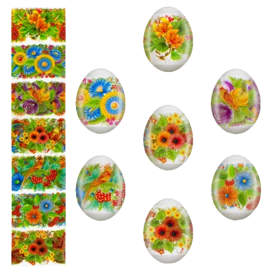 Декоративная пасхальная плёнка "Петриковская" 7 различных мотивов в наборе