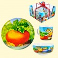 3-tlg. Set für Kinder "Repka" Becher 300 ml, Suppenteller 600 ml, Teller 20 cm, porzelan