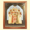 The icon "Tsar's family" 24x20 cm, wooden frame, double embossing