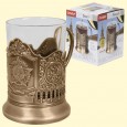 Teeglashalter in Bronze Stern  mit Teeglas 200 ml