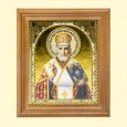 Icon "Nicholas the Wonderworker" 13x15 cm,wooden frame,double embossing