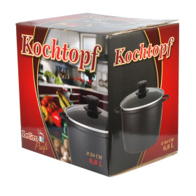 Кастрюля в форме казана 6,8 л из литого алюминия с антипригарным покрытием, Д-24 см, В-18 см, чёрный