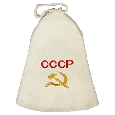 Шапочка банная "СССР", войлок, В - 26 см, Ш - 35 см