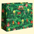 Geschenk Papiertasche - Eleganter Weihnachtsbaum, horizontal, laminiert, 49 × 40 × 19 cm