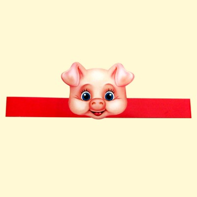 Маска "Свинка"(5 шт), из картона, 12 см