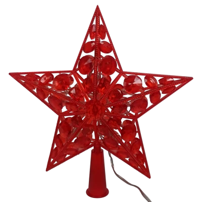 LED Звезда для Елки "Красная звезда" с 20 с красными лампочками