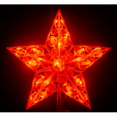 LED Звезда для Елки "Красная звезда" с 20 с красными лампочками