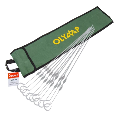 Шампуры 10 шт с чехлом (50 см), нержавеющая сталь 1,5 мм