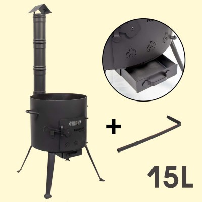 Учаг с разборной дымоходной трубой для казана 15 л, Ø 452 мм, в: 124 см.