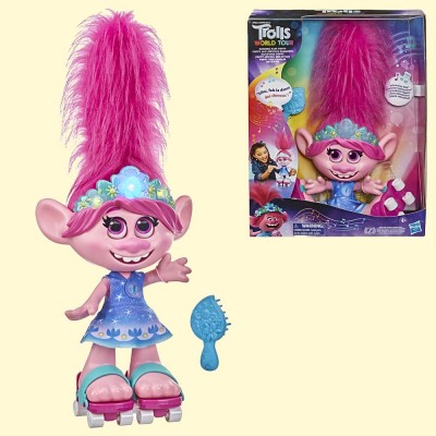 Trolls Игрушка троль поющая Poppy - персонаж, говорит и поет на немецком русском, 45 см