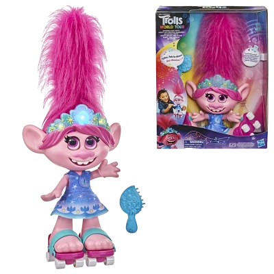 Trolls Игрушка троль поющая Poppy - персонаж, говорит и поет на немецком русском, 45 см