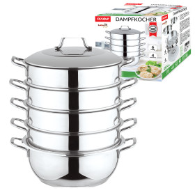 Мантоварка 24 см, 6 частей, нержавейка 18/10, с ручками из металла