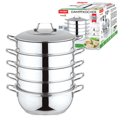 Мантоварка 24 см, 6 частей, нержавейка 18/10, с ручками из металла