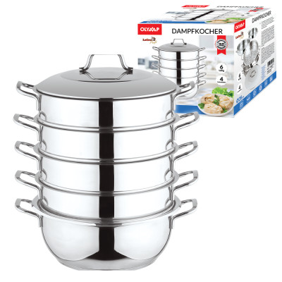 Мантоварка 28 см, 6 частей, нержавейка 18/10, с ручками из металла