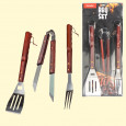 BBQ 3er Set aus Edelstahl mit Holzgriffe