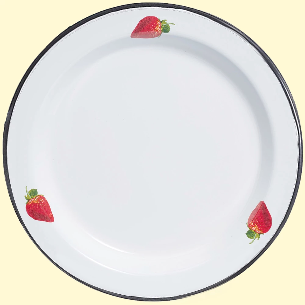 Geschirr Erdbeere emailliert 2,5 L Runde Platte 