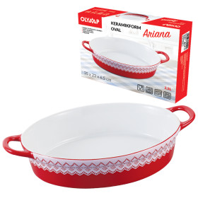 Керамическая форма для запекания 2,5 л ARIANA овальная, красная, 35 x 23 x 6,5 см