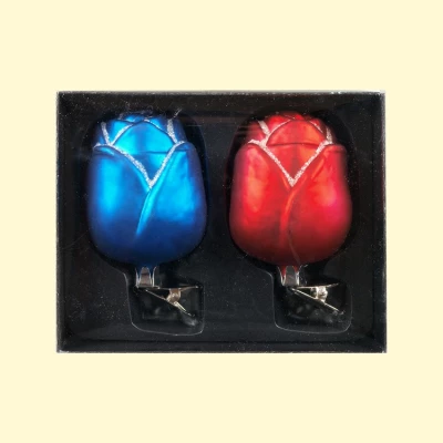 Набор ёлочных игрушек "Розы" (2 шт.), 8 см.