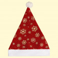Weihnachtsmann-Mütze-Set 12 Stück Schneeflocken 28x35 cm, rot-goldene Farbe