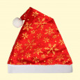 Weihnachtsmann-Mütze rot mit goldenen Schneeflocken 30x40 cm