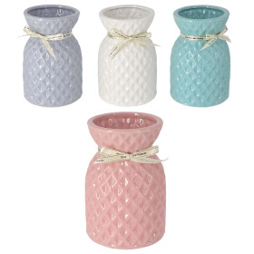 Рельефная керамическая ваза с декоративной лентой 18 х 12 х см, 4 цвета