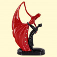 Dekostatuette in Rot und Schwarz  - Tanzendes Paar, mit Strasssteinen, aus Polymerharz. 30 x 18 cm