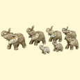 Figuren Set 7 Elefanten Polystone 4 cm, 5,5 cm, 7,5 cm, 7,8 cm, 8,4 cm, 9,4 cm,10,3 cm