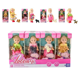 Кукла Loleaqi 12 см с собакой, 4 штуки в ассортименте, 12 шт в дисплее