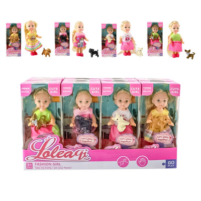 Кукла Loleaqi 12 см с собакой, 4 штуки в ассортименте, 12 шт в дисплее