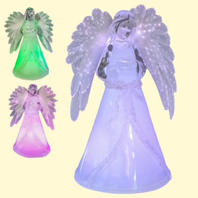 Статуэтка светящаяся, меняет цвета Ангел со светящимися крыльями, из акрила, 17,5 см