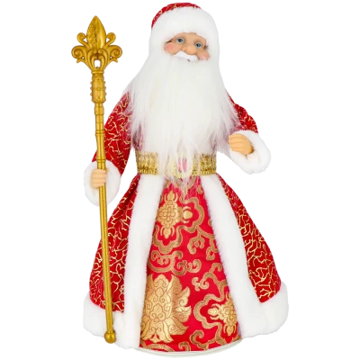 Фигура Дед Мороз в красном с золотом, с отделением для конфет и подарков, 40 см