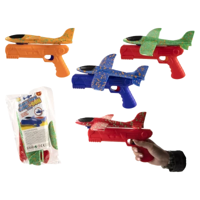 Запускаемый пенопластовый самолет с пусковым устройством для самолета,24 см, 4 разных цвета