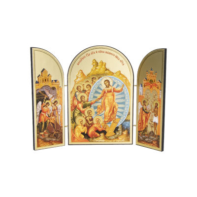 Икона-Складень "Воскресение Христово" тройная, 18x24 см, двойное тиснение